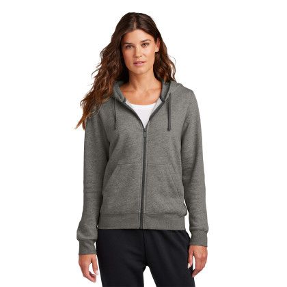 Custom Nike Women's Club Fleece Sleeve Swoosh Full-Zip Hoodie - Charcoal Heather Front view Custom Nike Women's Club Fleece Sleeve Swoosh Full-Zip Hoodie - Charcoal Heather Front view