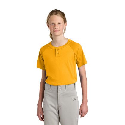 Custom Sport-Tek Youth PosiCharge Competitor 2-Button Henley - Gold Front view