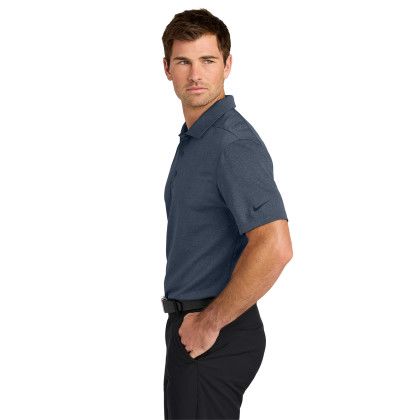 Custom Nike Dri-FIT Smooth Heather Polo - Navy Heather Side View 