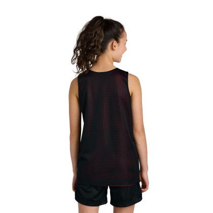 Custom Sport-Tek Youth PosiCharge Reversible Mesh Tank - Black Deep Red Back view