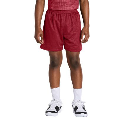 Custom Sport-Tek Youth PosiCharge Mesh 5 Short - Deep Red Front view