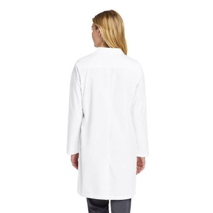 Custom Wink Women's Long Lab Coat - White Back View 