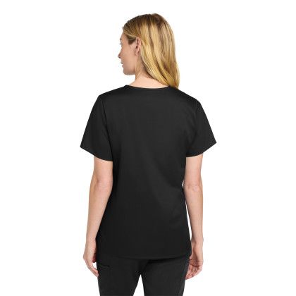 Custom Wink Women's WorkFlex V-Neck Top - Black Back View 
