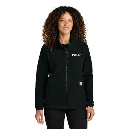 Custom Carhartt Womens Textured Full-Zip Fleece Jacket - Black Front view