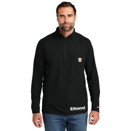 Custom Carhartt Force 1/4-Zip Long Sleeve T-Shirt - Black Front view