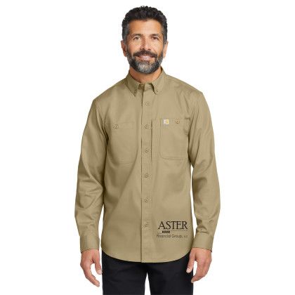 Custom Carhartt Rugged Professional Series Long Sleeve Shirt - Dark khaki Front view