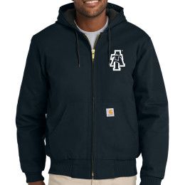 Custom Carhartt Quilted-Flannel-Lined Duck Active Jac - Black Front view