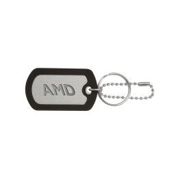 Custom Ball Chain Dog Tag Keychain - Black Front View 