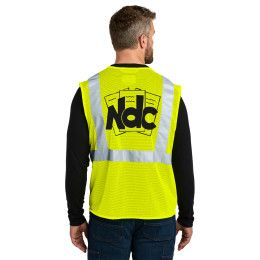 Custom Carhartt ANSI Class 2 Mesh Zip-Front Vest - Brite Lime Back View