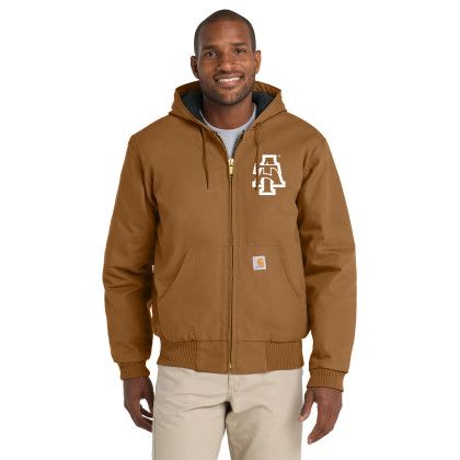 Custom Carhartt Tall Quilted-Flannel-Lined Duck Active Jac - Carhartt Brown Front view Custom Carhartt Tall Quilted-Flannel-Lined Duck Active Jac - Carhartt Brown Front view