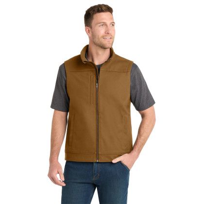 Custom CornerStone Duck Bonded Soft Shell Vest - Dark brown Front view