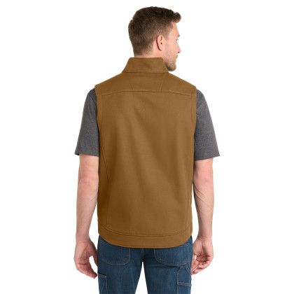 Custom CornerStone Duck Bonded Soft Shell Vest - Dark brown Back view