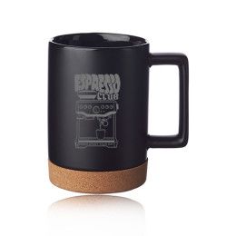 Custom Caldwell 15 oz. Cork Base Ceramic Mugs - Black