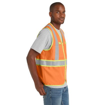 Custom CornerStone ANSI 107 Class 2 Dual-Color Safety Vest - Safety Orange Side view