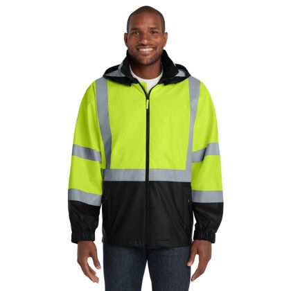 Custom CornerStone - ANSI 107 Class 3 Safety Windbreaker -  Safety Yellow/ Black Front View 