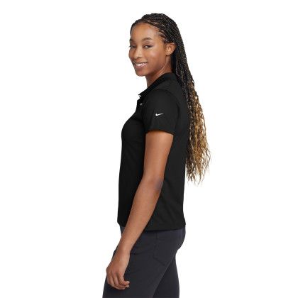 Custom Nike Women's Tech Basic Dri-FIT Polo Shirt - Black Side View Custom Nike Women's Tech Basic Dri-FIT Polo Shirt - Black Side View