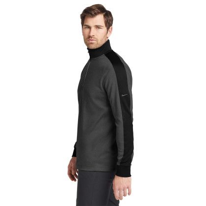 Custom Nike Dri-FIT 1/2-Zip Cover-Up - Anthracite Heather/Black Side View Custom Nike Dri-FIT 1/2-Zip Cover-Up - Anthracite Heather/Black Side View