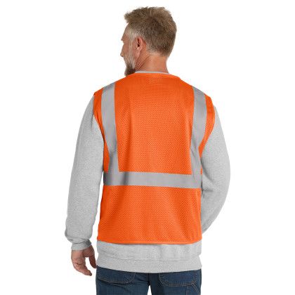 Custom CornerStone ANSI 107 Class 2 Economy Mesh Zippered Vest - Safety Orange Back view