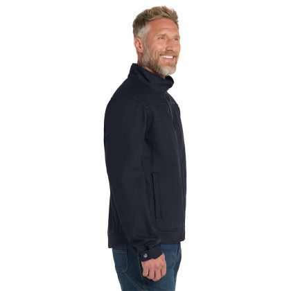 Custom CornerStone Duck Bonded Soft Shell Jacket - Navy Side view Custom CornerStone Duck Bonded Soft Shell Jacket - Navy Side view