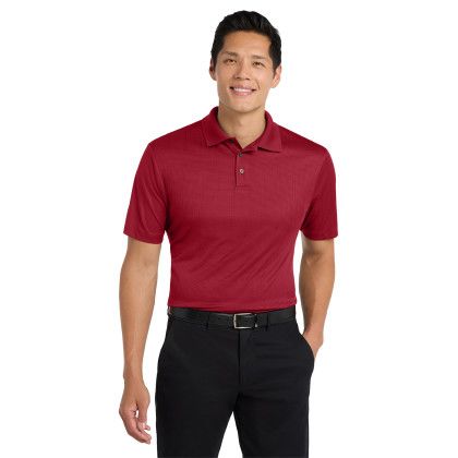 Custom Port Authority Performance Fine Jacquard Polo - Rich Red Front View 