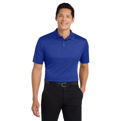 Custom Port Authority Performance Fine Jacquard Polo - Hyper Blue Front View 