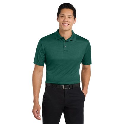 Custom Port Authority Performance Fine Jacquard Polo - Green Glen Front View 