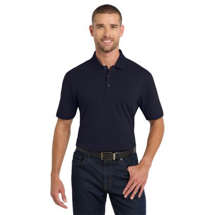 Custom Port Authority EZCotton Polo - Navy Front View 
