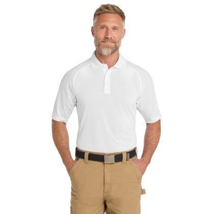 Custom CornerStone Select Lightweight Snag-Proof Tactical Polo - White Front View 