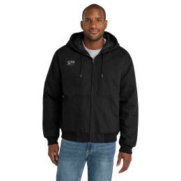 Custom CornerStone Duck Cloth Hooded Work Jacket - Black Front view