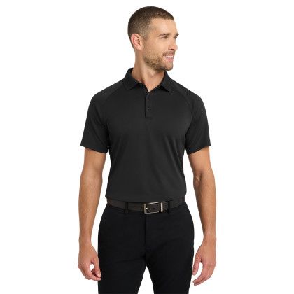 Custom Port Authority Crossover Raglan Polo - Black Front View 