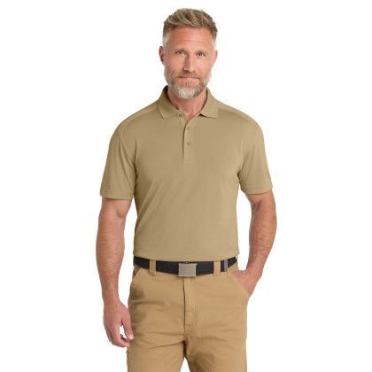 Custom CornerStone Select Lightweight Snag-Proof Polo - Tan Front View Custom CornerStone Select Lightweight Snag-Proof Polo - Tan Front View