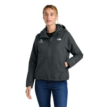 Custom The North Face Women's Barr Lake Hooded Soft Shell Jacket - Asphalt Grey Dark Heather Front view