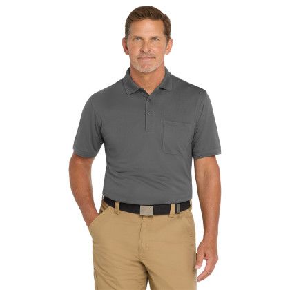 Custom CornerStone Industrial Snag-Proof Pique Pocket Polo - Charcoal Front view