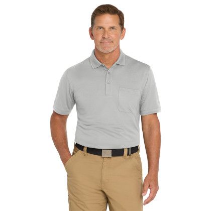 Custom CornerStone Industrial Snag-Proof Pique Pocket Polo - Light grey Front view