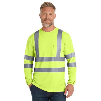 Custom CornerStone ANSI 107 Class 3 Long Sleeve Snag-Resistant Reflective T-Shirt - Safety Yellow Front view Custom CornerStone ANSI 107 Class 3 Long Sleeve Snag-Resistant Reflective T-Shirt - Safety Yellow Front view