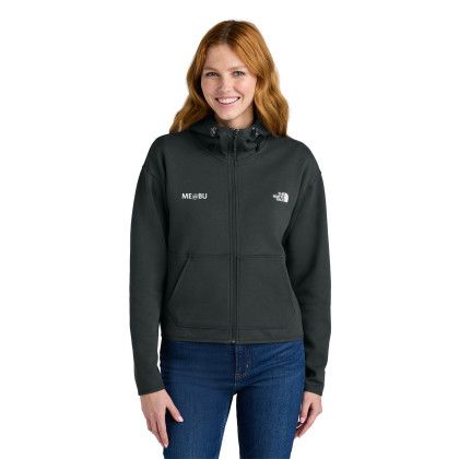Custom The North Face Women's Double-Knit Full-Zip Hoodie - Asphalt Grey Front view