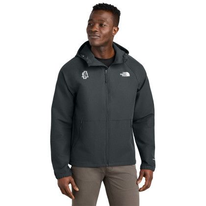 Custom The North Face Barr Lake Hooded Soft Shell Jacket - Asphalt Dark Grey Heather Front view