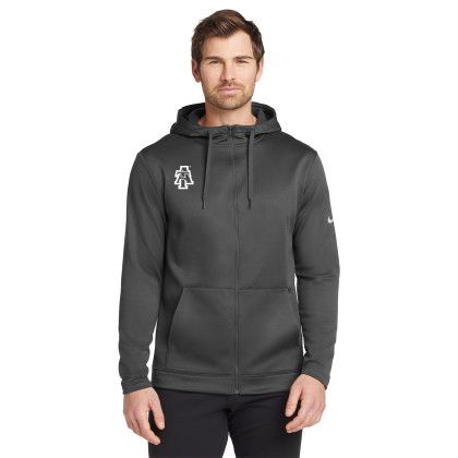 Custom Nike Therma-FIT Full-Zip Fleece Hoodie - Anthracite Front view Custom Nike Therma-FIT Full-Zip Fleece Hoodie - Anthracite Front view