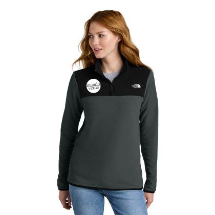Custom The North Face Women's Glacier 1/4-Zip Fleece - Asphalt Grey/TNF Black Front view Custom The North Face Women's Glacier 1/4-Zip Fleece - Asphalt Grey/TNF Black Front view