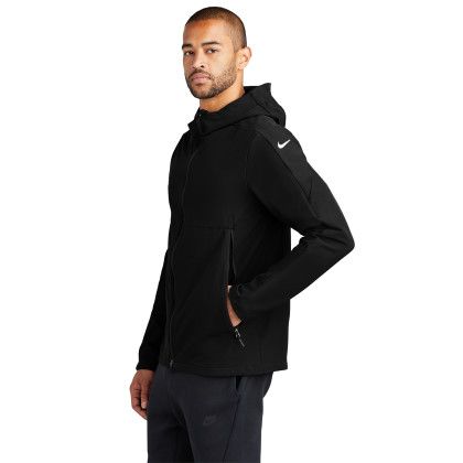 Custom Nike Hooded Soft Shell Jacket - Black Side view