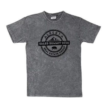 Custom Acid Washed T-Shirt Screen Print - Charcoal Front view