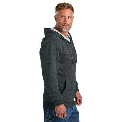 Custom CornerStone Tough Fleece Full-Zip Hoodie - Charcoal Heather Side View 