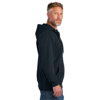 Custom CornerStone Tough Fleece Full-Zip Hoodie - Navy Side View 