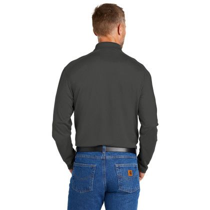 Custom CornerStone Select Lightweight Snag-Proof Long Sleeve Polo - Charcoal Back View 