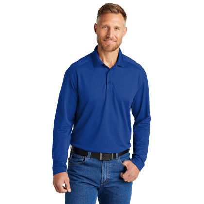 Custom CornerStone Select Lightweight Snag-Proof Long Sleeve Polo - Royal Front View 