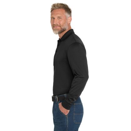 Custom CornerStone Select Snag-Proof Long Sleeve Polo - Black Side View
