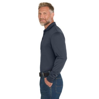 Custom CornerStone Select Snag-Proof Long Sleeve Polo - Dark Navy Side View 