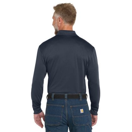 Custom CornerStone Select Snag-Proof Long Sleeve Polo - Dark Navy Back View 