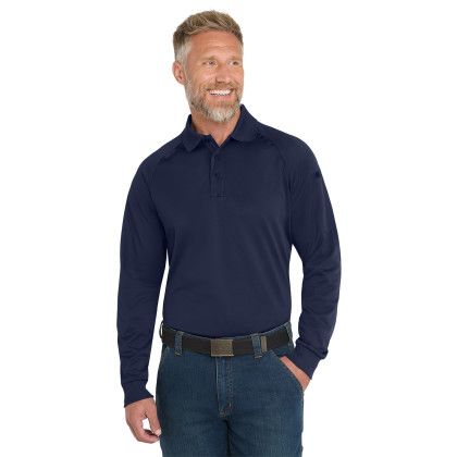 Custom CornerStone Select Long Sleeve Snag-Proof Tactical Polo - Dark Navy Front View 