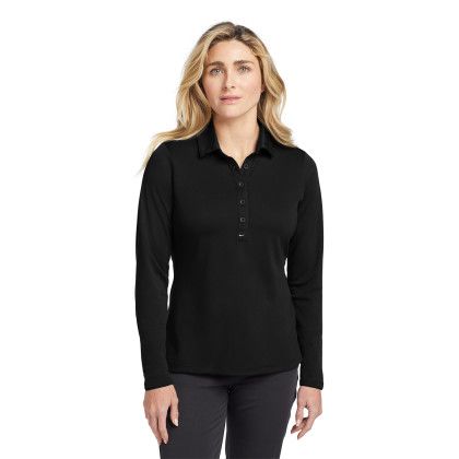 Custom Nike Women's Long Sleeve Dri-FIT Stretch Tech Polo - Black 